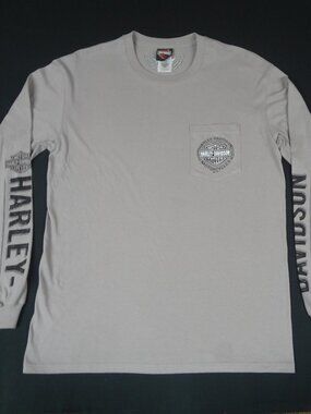 HARLEY-DAVIDSON MOTORCYCLES SLEEVE LOGO LIGHT GRAY LONG SLEEVE LARGE SHIRT L561